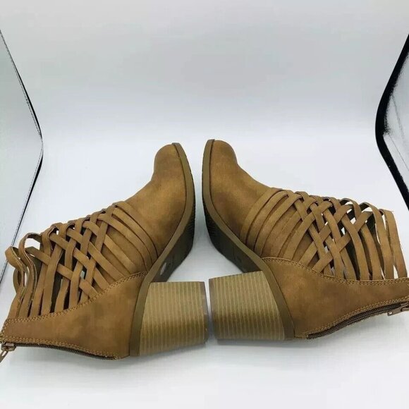 Arizona Jeans Womens Boots 9.5 Olympia Booties Memory Foam Brown Ankle Zip Weave - Picture 9 of 11